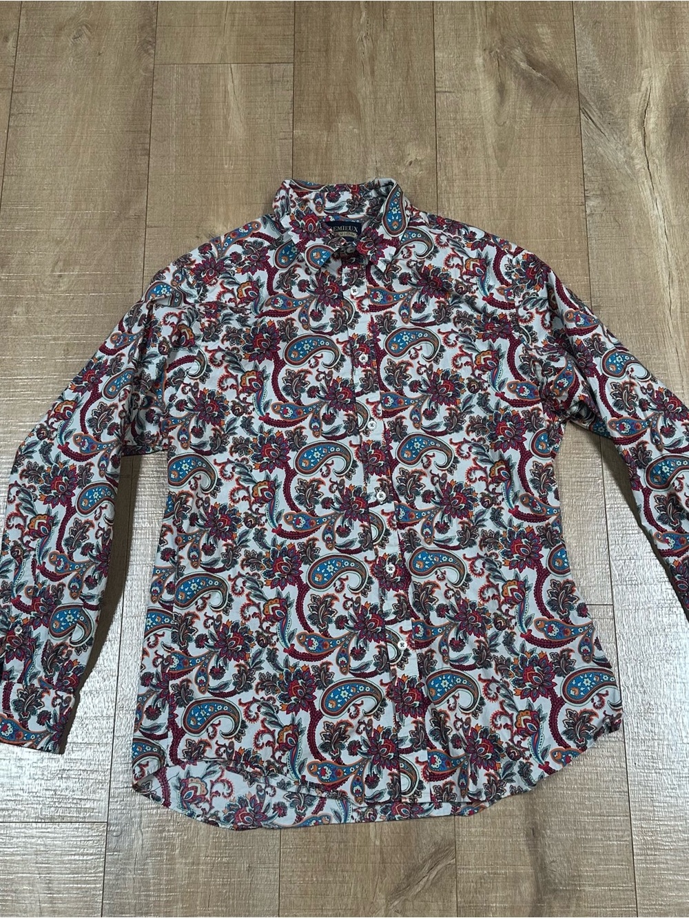 Daniel Cremieux White Paisley Button-Down Shirt with Red & Blue Accents